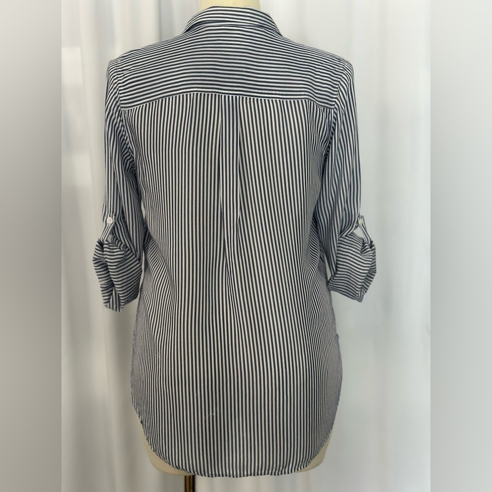 Thread & Supply Blue and White Striped Button-Down Shirt (1016) - Picture 4 of 12